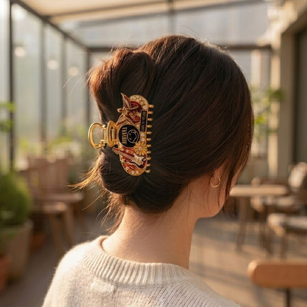 NVN Elegant Gold Hair Clip For Women TMH
