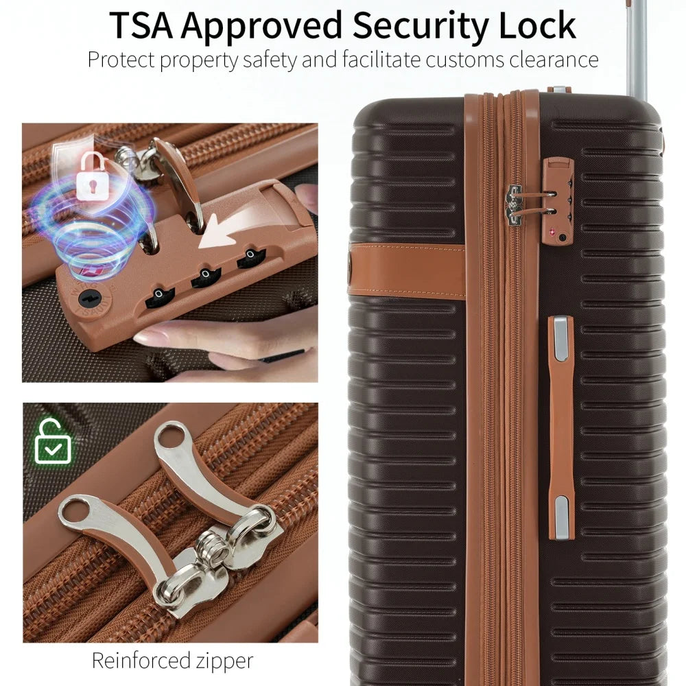 4 Pcs ABS Hardshell Expandable Luggage Set 16 20 24 28 Inch TSA Lock Spinner Wheels 4 Packing Cubes Lightweight Travel Luggage